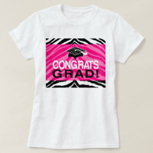 Gratulerara flicka för shock rosasebra studentfes tee shirt
