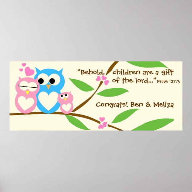 Gratulerara, Flicka Uggla babyskannerskannern Poster (Framsidan)