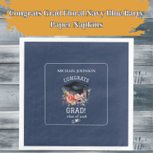 Gratulerara Grad Blommigt Navy Blue Party