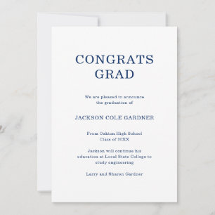 Gratulerara Grad Classic Navy Blue Studenten Meddelande