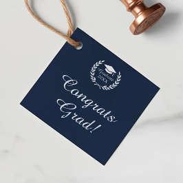 Gratulerara Grad Elegant Navy Blue Anpassningsbar Gåvor Etiketter