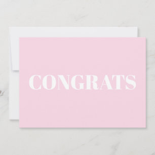 Gratulerara, Grattisar, ljust rosa, vitt kort