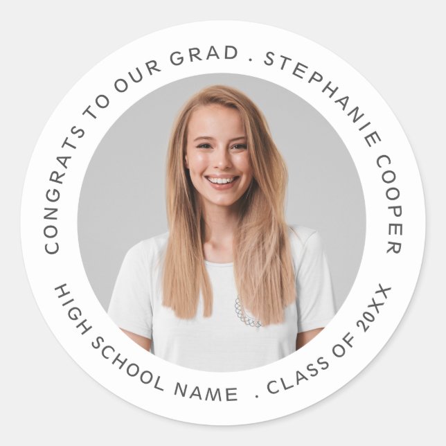 Gratulerara Namn-fotoåret Studenten Runt Klistermärke (Framsida)