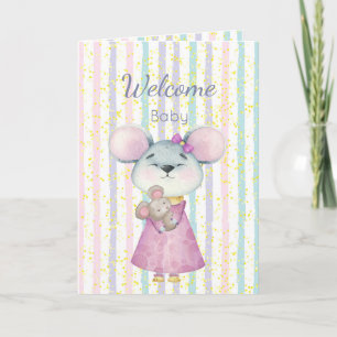 Gratulerara Nyfödd bebis Roligt Cute Mouse Baby dj Kort