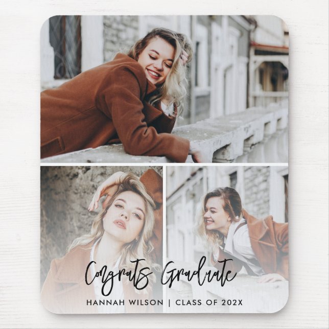 Gratulerara Student 3 Photo Anpassningsbar Student Musmatta (Framsidan)