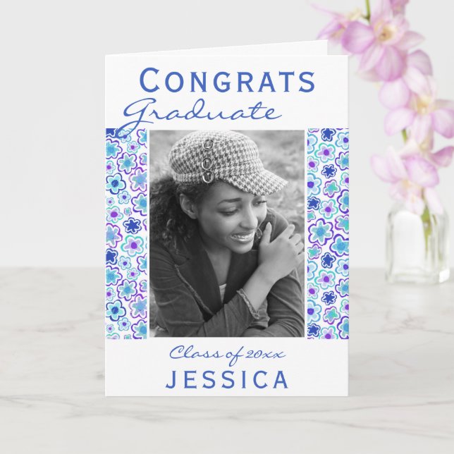 Gratulerara Student Flower Mönster Photo Studenten Kort (Orkide)