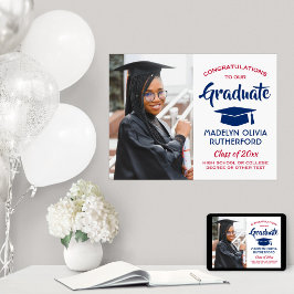 Gratulerara Student Foto Rött vitt blått Studenten Poster