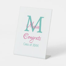 Gratulerara student namn monogram grönt rosa blått