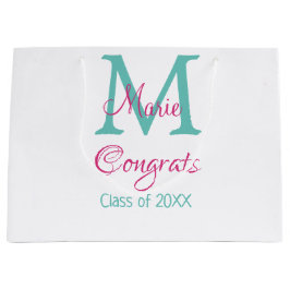 Gratulerara student namn monogram grönt rosa blått