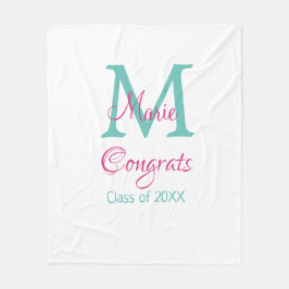 Gratulerara student namn monogram grönt rosa blått fleecefilt