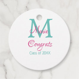 Gratulerara student namn monogram grönt rosa blått gåvor etiketter