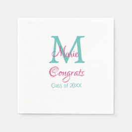 Gratulerara student namn monogram grönt rosa blått pappersservett