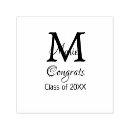 Gratulerara student namn monogram grönt rosa blått självfärgande stämpel