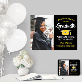 Gratulerara Student Photo Black och Guld Studenten Poster
