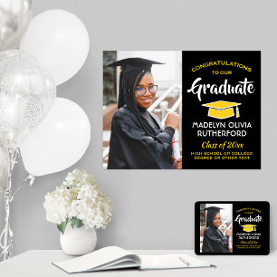 Gratulerara Student Photo Black och Guld Studenten Poster