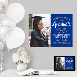 Gratulerara Student Photo Royal Blue Guld Studente Poster