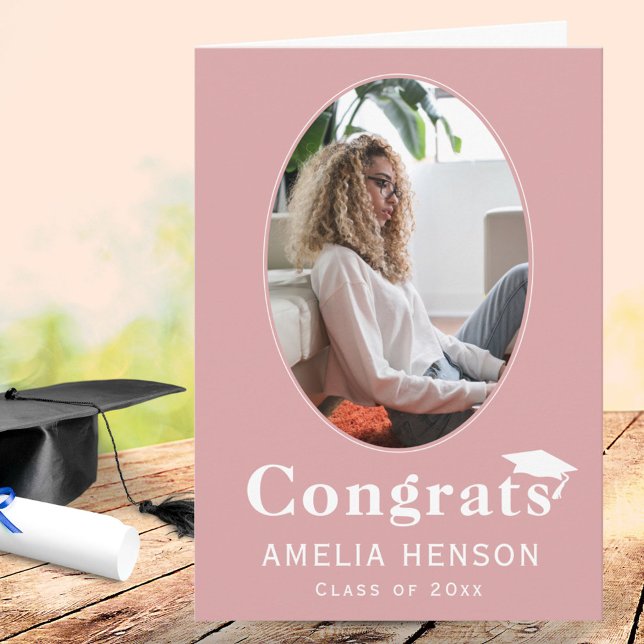Gratulerara Student Rosa Photo Studenten Card Kort (Skapare uppladdad)