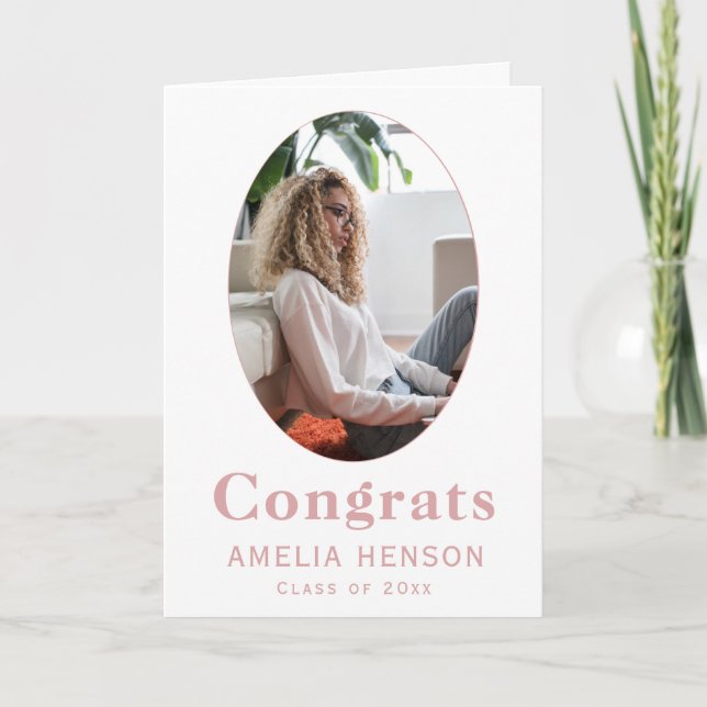 Gratulerara Student Rosa Photo Studenten Card Kort (Framsida)