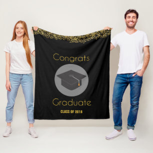 Gratulerara Student w/Faux Guld Glitter och Grad C Fleecefilt