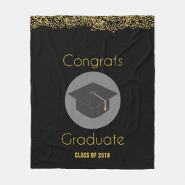 Gratulerara Student w/Faux Guld Glitter och Grad C Fleecefilt
