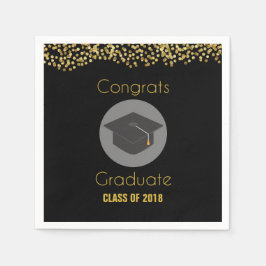 Gratulerara Student w/Faux Guld Glitter och Grad C Pappersservett