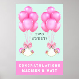 gratulerara tvillingflickor poster