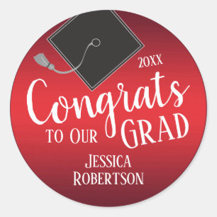 Gratulerarare till vår Grad-klass 2020 Red Runt Klistermärke