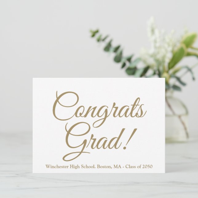 Gratulerart årskort för skolklass i guld anpassnin (Stående Fram)