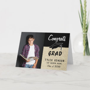 Gratulerart Grad Black Rustic Photo Studenten-kort Kort