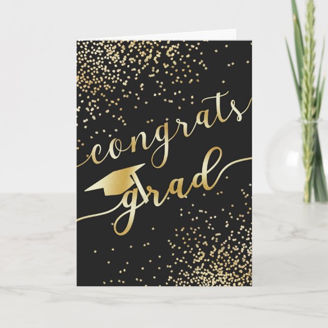 Gratulerart Grad Guld Glitter-anteckningskort för  Tack Kort (Framsida)