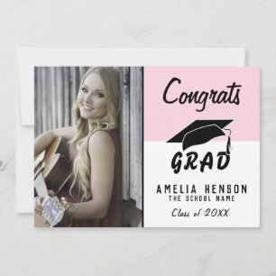Gratulerart Grad Modern Rosa Photo Studenten Card