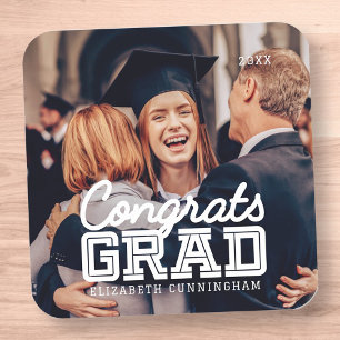 Gratulerart Grad Modern Simple Preppy Photo Fyrkantigt Klistermärke