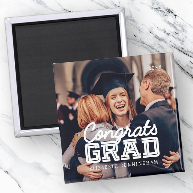 Gratulerart Grad Modern Simple Preppy Photo Magnet (Skapare uppladdad)