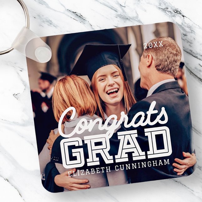 Gratulerart Grad Modern Simple Preppy Photo Nyckelring (Skapare uppladdad)