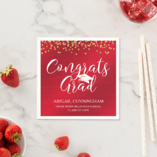 GRATULERART GRAD-skripttypografi Metallic Red Guld Pappersservett