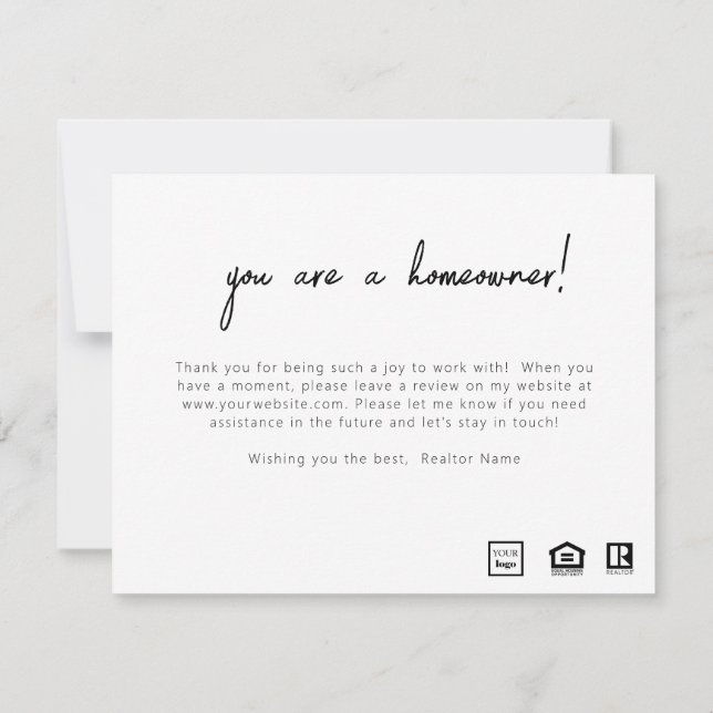 Gratulerart Homeowner-inlämningskort Inbjudningar (Baksida)