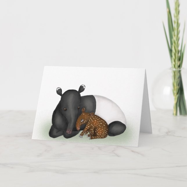 gratulerart kort för mor och baby tapir nyfödd beb (Framsida)
