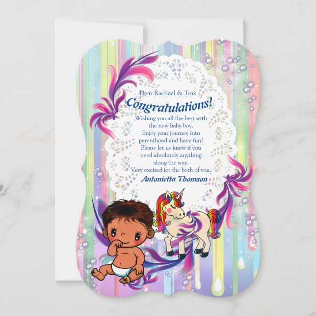 Gratulerart kort för Pojke Bubbles & Unicorns (Framsida)