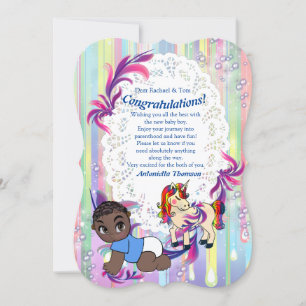 Gratulerart kort för Pojke Bubbles & Unicorns