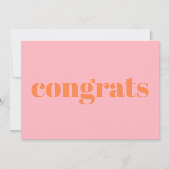 Gratulerart kort, Grattisar, rosa av pastellorange (Framsida)