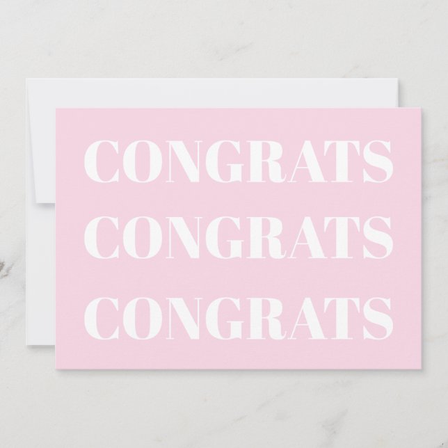 Gratulerart ljust rosa, vitt, modernt minimikort (Framsida)