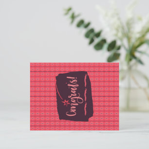 Gratulerart Lodrät Stringerade ornament Rosa Mönst Vykort