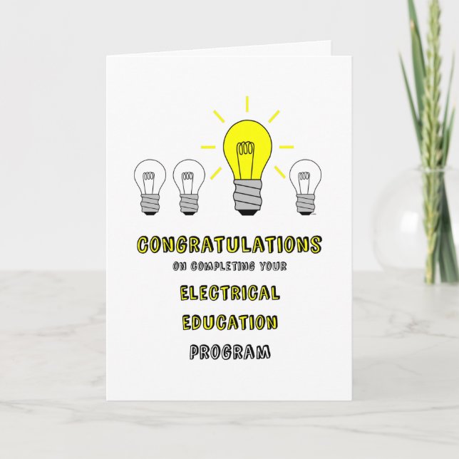 Gratulerart på elektrisk utbildningsavslutning kort (Framsida)