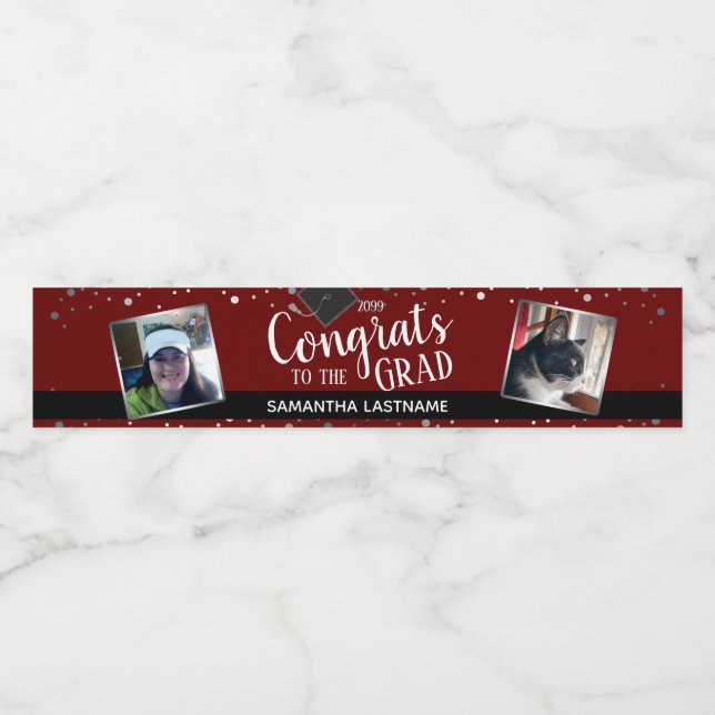 Gratulerart till fotot av Grad Elegant Silver Vattenflaska Etikett (Singel etikett)