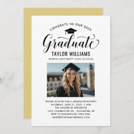 Gratulerart till vårt Student Black Script Photo Inbjudningar