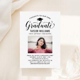 Gratulerart till vårt Student Black Script Photo Inbjudningar