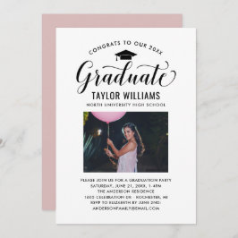 Gratulerart till vårt Student Black Script Photo Inbjudningar