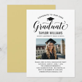 Gratulerart till vårt Student Black Script Photo Inbjudningar