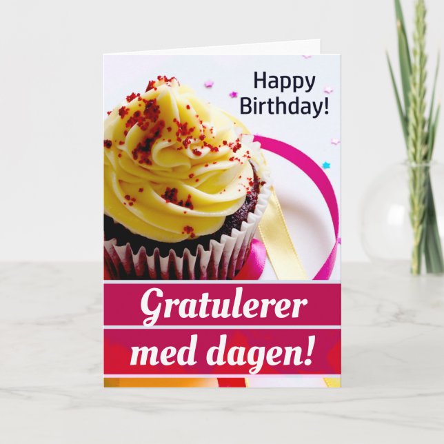 Gratulerer med dagen! Grattis på födelsedagen Kort (Framsida)