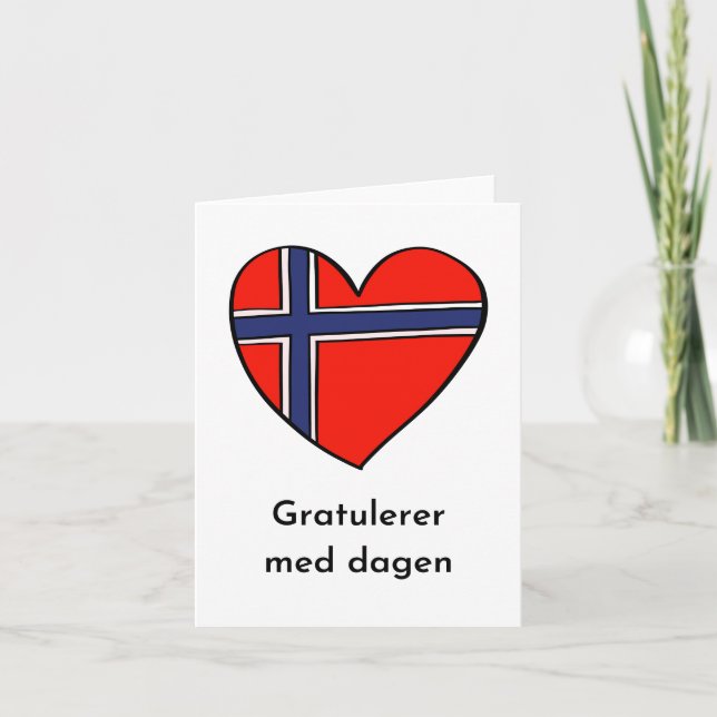 Gratulerer med dagen, Norska Grattis på födelsedag Kort (Framsida)